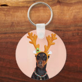 Doberman with Horns of a Deer Schlüsselanhänger (Vorderseite)