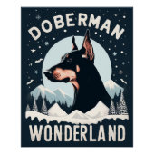 Doberman Wonderland - Snowy Dog Lover Themed Poster (Vorderseite)