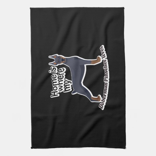 Doberman Zuhause Geschirrtuch (Vertikal)