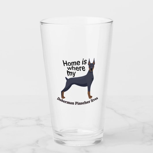 Doberman Zuhause Glas (Vorderseite)