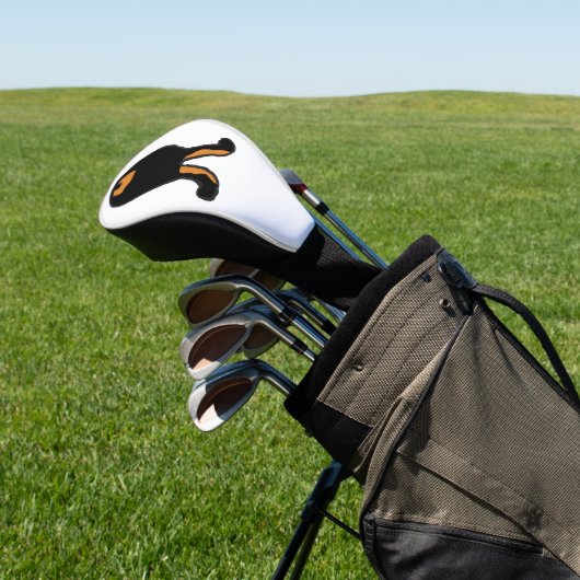 Dobermann 2 Hintern Cartoon schwarz und rost Golf Headcover (In SItu)