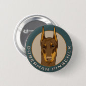 Dobermann-Abzeichen, rot Button (Vorne & Hinten)