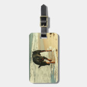 Dobermann am Strand-Malerei-Bild Gepäckanhänger (Vorderseite vertikal)