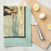 Dobermann am Strand-Malerei-Bild Geschirrtuch (Viertel Falte)