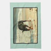 Dobermann am Strand-Malerei-Bild Geschirrtuch (Vertikal)