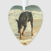 Dobermann am Strand-Malerei-Bild Ornament (Vorderseite)