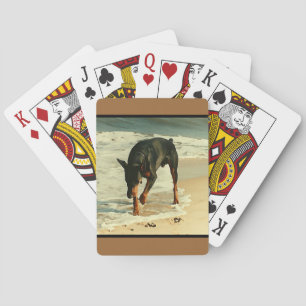 Dobermann am Strand-Malerei-Bild Spielkarten