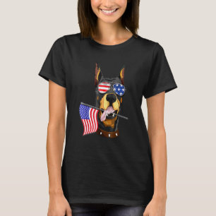Dobermann Amerikanische Flagge Patriotischer Dober T-Shirt
