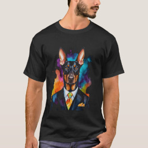 Dobermann-Anzug-Hund Bunt Lustig Tierkunst Druck  T-Shirt