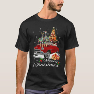 Dobermann auf rotem LKW-Weihnachtslicht-Pyjama-Hun T-Shirt