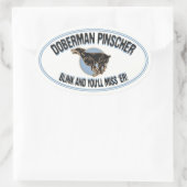 Dobermann-Blinzeln Ovaler Aufkleber (Tasche)