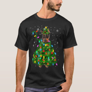 Dobermann Christmas Tree Christmas Lights Doberman T-Shirt