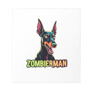 Dobermann Dobie Doby Dobermann Zombie Hund Hallowe Notizblock
