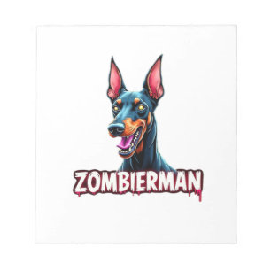 Dobermann Dobie Doby Dobermann Zombie Hund Hallowe Notizblock