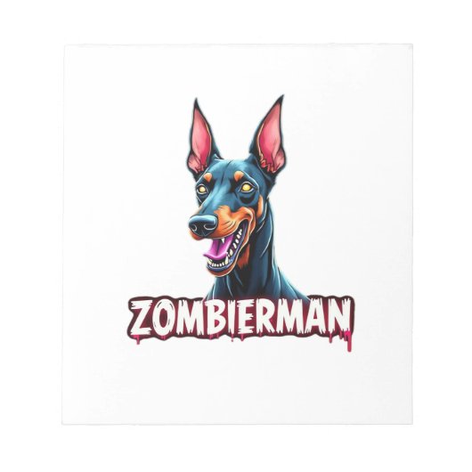 Dobermann Dobie Doby Dobermann Zombie Hund Hallowe Notizblock (Vorderseite)