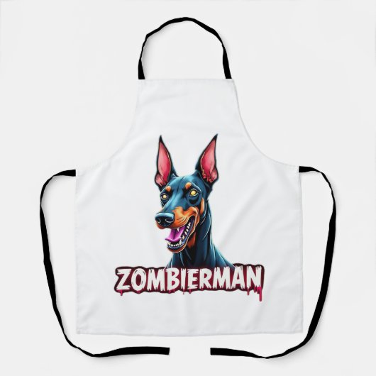 Dobermann Dobie Doby Dobermann Zombie Hund Hallowe Schürze (Vorderseite)