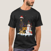 Dobermann Dog Christmas Snowman Xmas Lights Pajama T-Shirt (Vorderseite)
