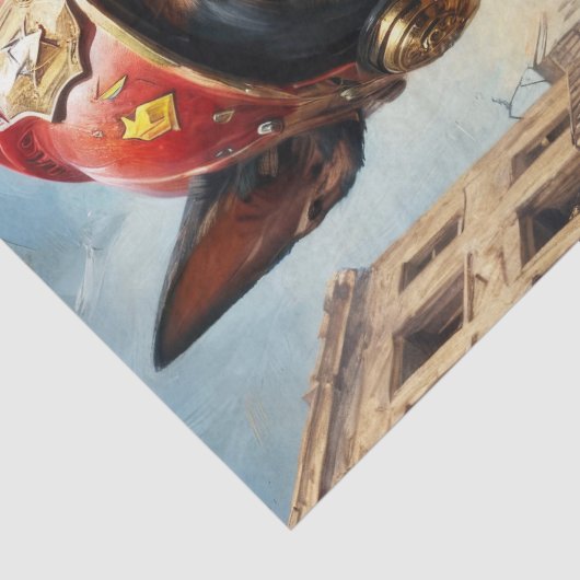 Dobermann Dog Firefighter - Decoupage - Seidenpapier (Detail)