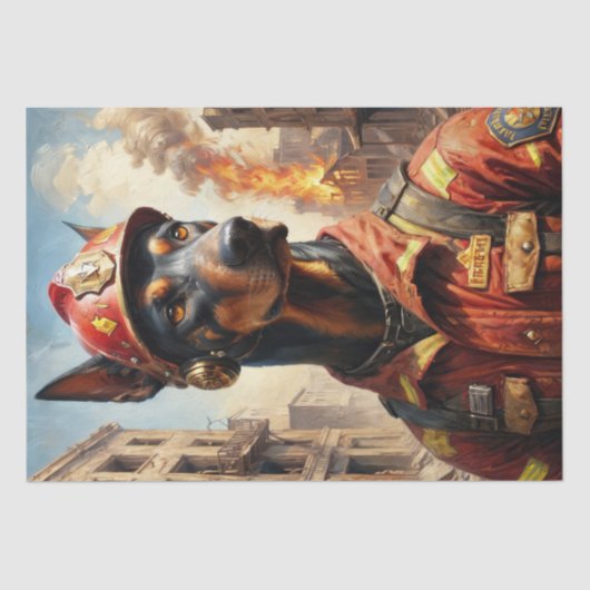 Dobermann Dog Firefighter - Decoupage - Seidenpapier (Vorderseite)