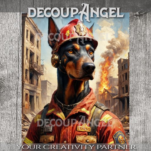 Dobermann Dog Firefighter - Decoupage - Seidenpapier