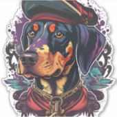 Dobermann Dog Pirate Aufkleber (Vorderseite)