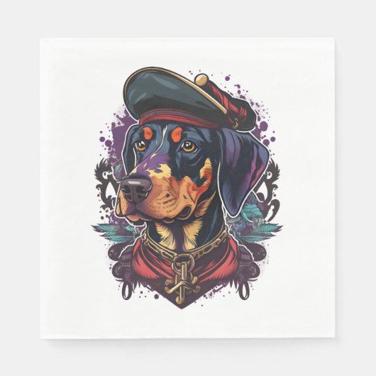 Dobermann Dog Pirate Serviette (Vorderseite)