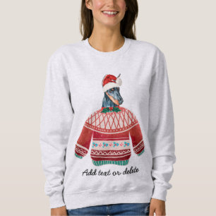 Dobermann-Familie Lustiger hässlicher Weihnachtshu Sweatshirt