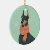 Dobermann-Feiertags-Andenken Keramik Ornament (Rechts)