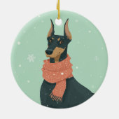Dobermann-Feiertags-Andenken Keramik Ornament (Hinten)