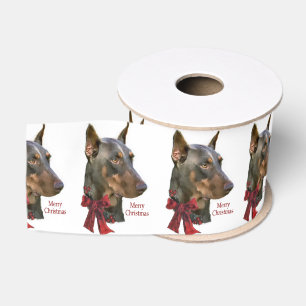 Dobermann-frohe Weihnachten Ripsband