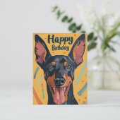Dobermann Geburtstag Postkarte (Stehend Vorderseite)
