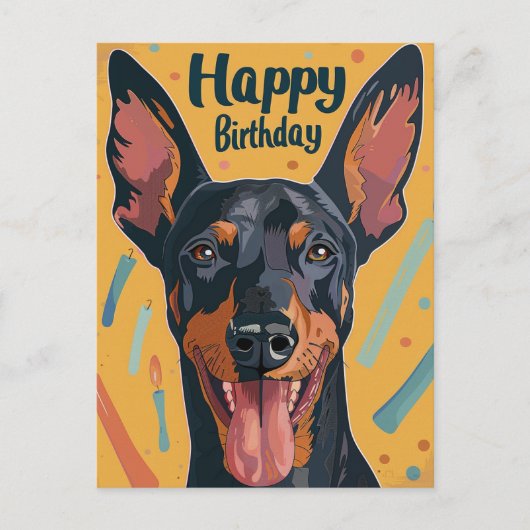 Dobermann Geburtstag Postkarte (Vorderseite)