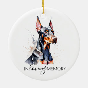 Dobermann-Gedenk-Aquarell-Weihnachten Keramik Ornament