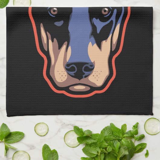 Dobermann-Gesicht Küchentuch (Gefaltet)