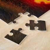 Dobermann-Gothic-Schloss-Halloween-Kunstwerk Puzzle (Seite)