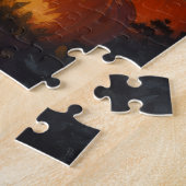 Dobermann-Gotik-Schloss-Halloween-Kunstwerk Puzzle (Seite)
