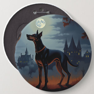 Dobermann Halloween Gruselig Button