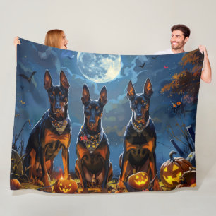 Dobermann Halloween Gruselig Fleecedecke