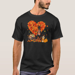 Dobermann Herbst Baum Herbstlaub Kürbis Hund T-Shirt