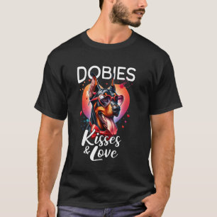 Dobermann Herz Küsse Valentine Dobie Liebe Doberma T-Shirt