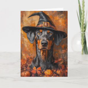 Dobermann Hexe Halloween Feiertagskarte