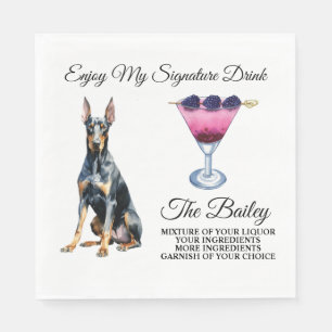 Dobermann-Hochzeitssignature-Getränk Serviette