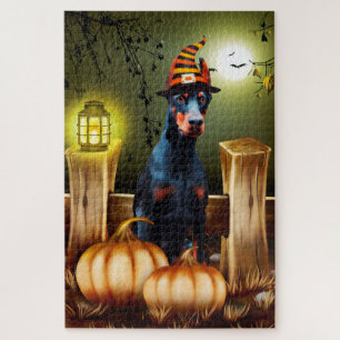 Dobermann-Hund Halloween-Puzzle Puzzle