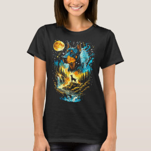 Dobermann-Hund heult zum Mond Vintage T-Shirt