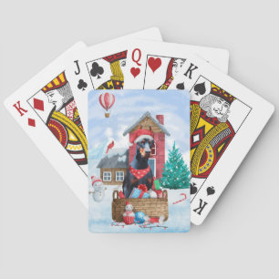 Dobermann-Hund im Schnee-Christi-Haus Spielkarten