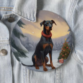 Dobermann-Hund im Schnee Weihnachten Button (Beispiel)