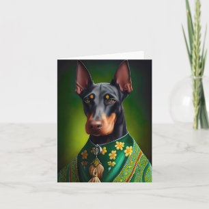 Dobermann-Hund im St. Patrick’s Day-Kleid Karte