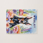 Dobermann-Hund Lebendige Wasserfarbe Haustier Puzzle (Horizontal)