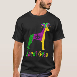 Dobermann-Hund Liebhaber Mardi Gras Karneval Narr T-Shirt