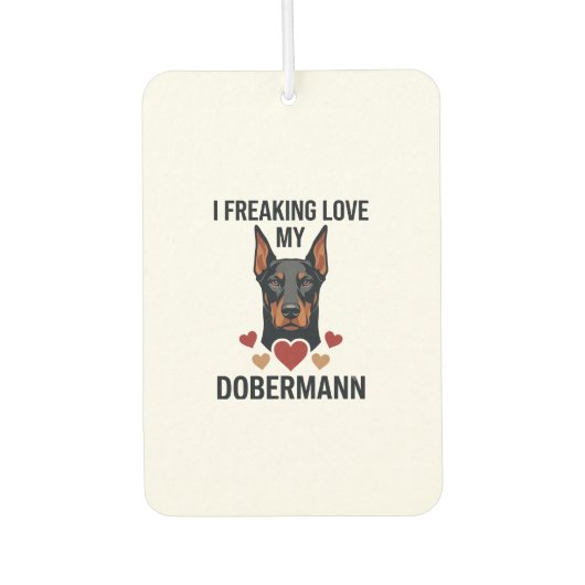Dobermann Hund mit roten Herzen_1 Autolufterfrischer (Vorderseite)